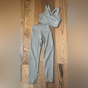 Quince Ultra Soft High Rise leggings and bra - Heather Oatmeal - BNWOT